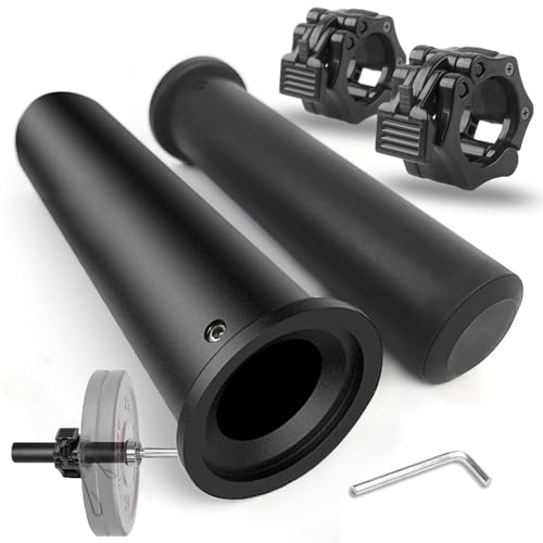 NewBEP 2PCS Olympic Adapter Sleeve 7.8 with Barbell Clamps 2, Converts 1 Standard to 2 Olympic Weight Plate Posts, Removable End Cap