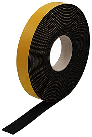 Klebaa Ruban d'étanchéité EPDM - Épaisseur : 1 mm - Longueur : 20 m - Noir (50 mm)