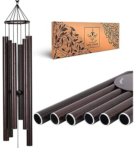 Vanquer Windspiel für den Außenbereich, tiefer Ton, 122 cm, tiefer Ton, Gedenk-Windspiel, Beileidsgeschenk, Terrasse, Heimdekoration (Bronze)