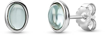 Orovi Schmuck Damen ovale Topas Ohrstecker mit Edelsteine/Geburtssteine natürliche Himmelblaue Topase Zeitlose klassische Ohrringe aus 925 Sterling Silber