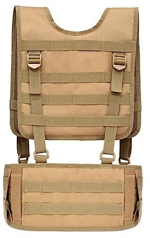 ACEXIER Taktischer gepolsterter Kampfgürtel mit abnehmbaren Hosenträgern Airsoft-Kampfdienstgürtel mit bequemen Polstern und abnehmbaren Harnen (Tan)