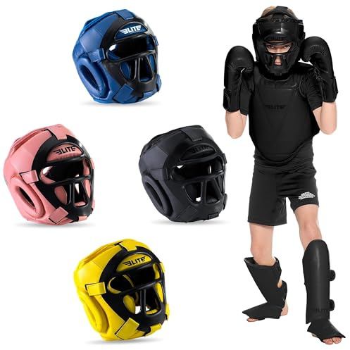 Elite Sports Best Kids Boxing Headgear Youth Wrestling Headgear MMA Kickboxing Muay Thai BJJ Karate Head Guard for Boys Girls (Age 7 to 9 Years Medium, Black)