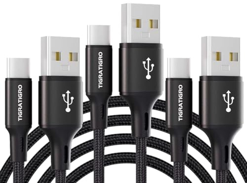 tigratigro Cavo USB C, [3Pezzi 0,5M] Cavo USB Type C QC 2.0 Nylon Ricarica Rapida per iPhone 16/15,iPad Pro Air,Samsung,Redmi,Huawei,Xiaomi,Google,Pixel, PS5, Drone, ecc