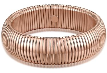 GoldChic Edelstahl Armband Damen 20mm breit Elastisch Stretch Armreif Rosegold Dicker Schlangen Armbänder Rosegold Frauen Freundschaftsarmband Modeschmuck Geschenk