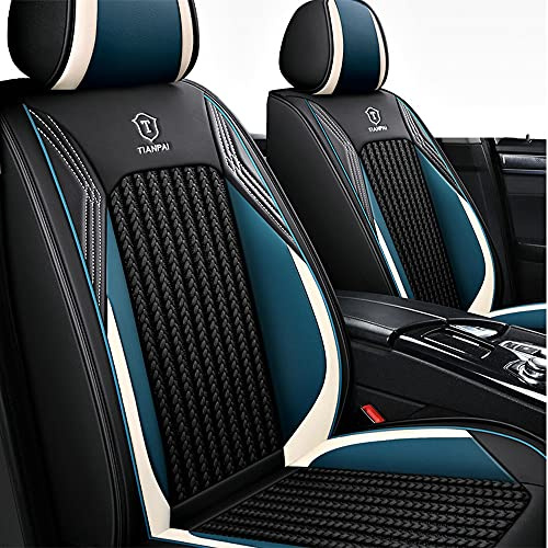 Awotzon Autositzbezug Für Seat Ibiza 2009-2023 5 Sitze Autositzbezüge Komplettset Allwetter Auto Sitzauflage Kunstleder sitzbezüge（Schwarz-blau）