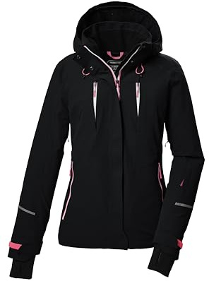 killtec Damen Skijacke/Funktionsjacke mit abzippbarer Kapuze, Unterarmventilation und Schneefang KOW 25 WMN JCKT, schwarz, 42, 41930-000