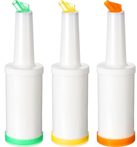CHENGU 3 Pcs Bar Pour Colorful Juice Pouring Bottle Containers 34 oz
