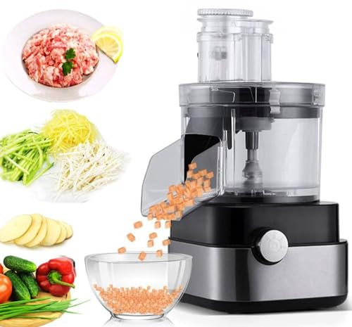 Picadora y cortadora de Verduras, procesador de Alimentos Comercial, picadora eléctrica de Verduras de 600 W, rallador triturador de Verduras Profesional 5 en 1, licuadora picadora