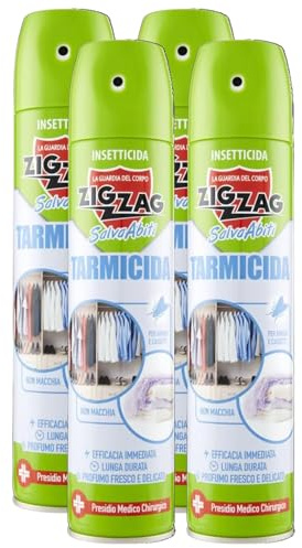 Antitarme Forte, Spray Tarme Vestiti, TARMACIDA, Efficacia immeditata, Salva Abiti, Non macchia, Presidio Medico Chirurgico, Bombola 300 ml (4 Spray)