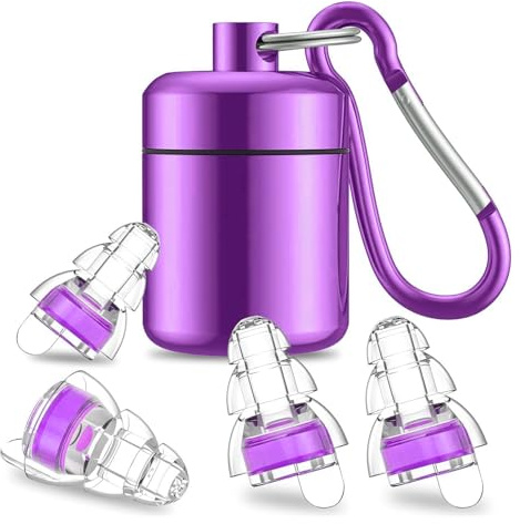 Adorila 2 Paar Ohrstöpsel Konzert, Gehörschutz Ohrstöpsel mit Aluminium-Tragetasche für Musiker, Festival, Schlagzeuger, Raves-Party (Lila)