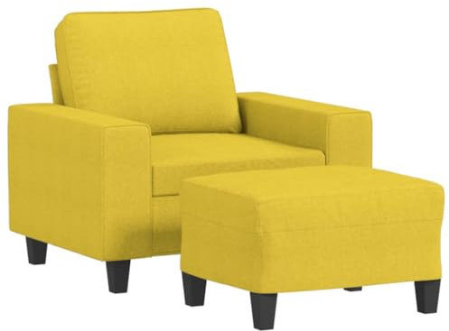 ULUYYUC Cauchsofa Camping Sofa Bodensofa Schlafcouch - Sessel mit Hocker Hellgelb 60 cm Stoff für Garten Party Lounge Terrasse