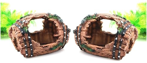 WOO LANDO Set di 2 ornamenti per acquario, in resina, decorazione naturale per pesci e gamberetti, decorazione per paesaggi rotti per acquari d'acqua dolce e salata (Brown)