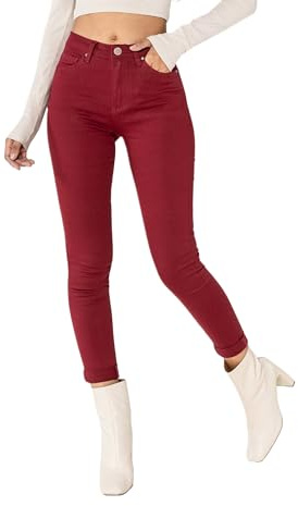 Nina Carter P056 Pantalones vaqueros para mujer, corte ajustado, cintura alta