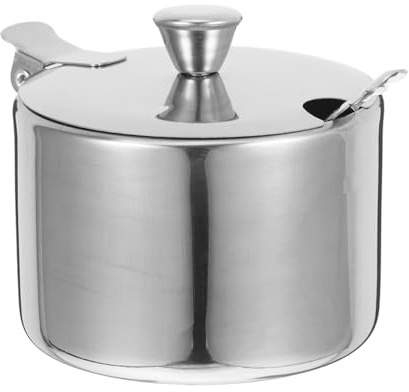 Alipis Lot de pots à condiments compacts en acier inoxydable avec sucrier et cuillère pour le rangement