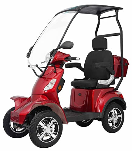 Elektromobil “Vita Care 4000 Li”, Dach, 25 km/h, 30Ah, 75 Kilometer Reichweite, Lithium Akku, Seniorenmobil, E-Mobil, Senioren, Seniorenroller Straßenzulassung, Elektrofahrzeug, Rot