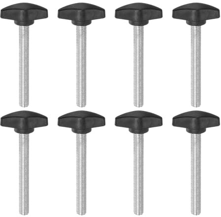 QUARKZMAN 8 Stück Rändelschraube Flügelschrauben Kunststoff T-Flügelknöpfe M8 x 60 mm Metrische männliche Gewindestifte T-Kopf Kunststoffknöpfe Daumenschraube, Schwarz
