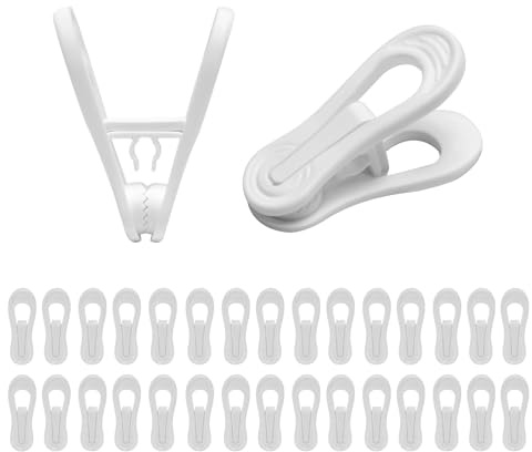 YeHeng 30 Pack Hanger Clips, 2.6 Inch Plastic Clothes Pins, Heavy Duty Hanger Clips for Skirts, Pants, for Baby Clothes Hangers, White