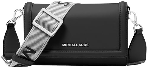 Michael Kors Jet Set Kleine Handy-Umhängetasche, Silberfarbene Hardware/Nylon/Schwarz, One size