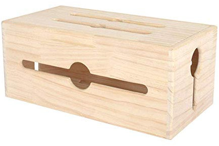 XWBLDBDFC Wood Cable Storage Box, Cable Management Extension Box, Power Strip Cable Storage Box - Hide Extension Wire and Power Cables-25x18x15cm