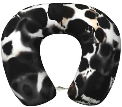 HJLUUFT Nackenstützkissen mit Kuhfell-Aufdruck, zum Schlafen, Camping-Essentials, Camping-Kissen, bequem zum Ausruhen