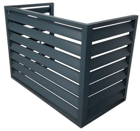 Cache-radiateur extérieur élégant en aluminium gris avec réduction du bruit et design antivol pour cacher votre unité de climatisation avec style durable et sécurisé