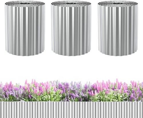 Garden Mile 6M Galvanised Steel Garden Edging - Corrugated Metal Lawn Edging - Heavy Duty Rust Resistant Weather Resistant For Garden, Patio, Flowerbeds and Outdoor Spaces (15cm x 3m - x2)