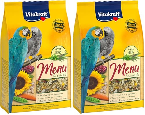 Vitakraft Menü, Papageienfutter, mit Nüssen und Gemüse, mit Vitaminen und Mineralien, ohne Zusatz von Zucker (1x 3kg) (Packung mit 2)