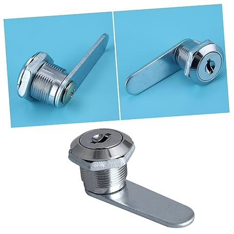 Silver Zinc Alloy 3 Keys with Cylinder Lock Cabinet Door | Fine Workmanship, Rotate 90 or 180 Degrees to Close and Open, Practical Use for Small Bin and Control Cabinet