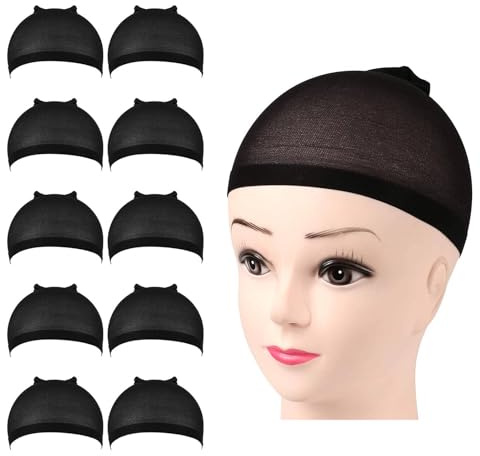 10Pcs Wig Caps, Breathable Wave Cap, Wig Cap with Elastics Bands (Black) | Wig Cap Ultra-thin Stretchy Nylon Stocking, Hair Net to Hold Wig in Place,Breathable Wíg Net Cáp for Women and Men