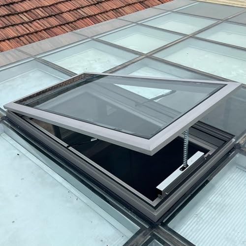 Skylight Windows for House Roof with Sun-Protection Film and Gloves, Roof Viewing Aluminium Window, Sloped Flat Roof Lighting Well Window, Small Window In A Buildings Roof Customizable for Sun Room(Gr