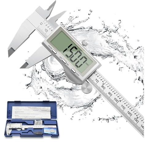GLJTUO Micrómetro, Calibrador Vernier Digital Electrónico De Acero Inoxidable De Alta Precisión, Herramienta De Medición De 150 Mm/200 Mm/300 Mm con Pantalla LCD Grande.,100mm-1