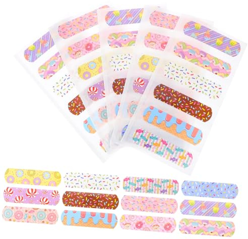 Yardenfun 120 Piezas Apósito Infantil y Transpirable Adhesivo para Heridas Pequeñas con Diseño de Dibujos Animados Parche Hemostático Seguro para Adultos