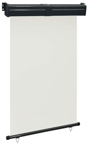 Tenda da Sole Laterale a Rullo, 125x250 cm Crema, Tessuto Poliestere UV e Struttura Acciaio/Alluminio, Frangivista Balcone e Separe da Esterno, per Giardino e Terrazzo