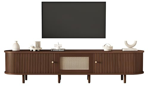 LANTRO JS TV Board Holz 180 Lang, Lowboard Wohnzimmer Stehend In Nussbaum Dunkel, TV Cabinet mit Verstellbaren Füße