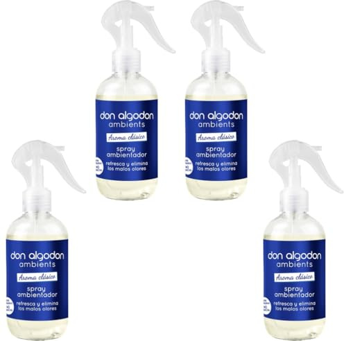 Don Algodón Ambients Spray Ambientador Aroma Clásico 250ml – Pack de 4 Unidades | Fragancia Fresca y Duradera para Hogar | Elimina Malos Olores y Perfuma Textiles