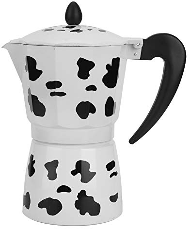 WAHEWUD Cafetière en aluminium Bouilloire Cafetière Pot | Couleur de vache à lait de travail rapide | Cuisinière à gaz pour bureau à domicile (9 tasses de couleur vache 450ML)