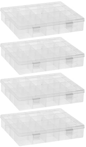 Ideen mit Herz Sortierboxen für Kleinteile | Aufbewahrungsboxen | je 20 Fächer à 4 x 4 cm | Größe: 20,8 cm x 16,9 cm x 4 cm | Setzkästen, Sortimentskästen | Sortierkästen zum Basteln | 4 Stk