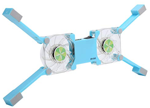 Greensen Base di Raffreddamento per Laptop, Supporto Pieghevole Portatile per Notebook con Doppia Ventola e Luce LED Blu per Notebook da 15-17 Pollici (BLUE)