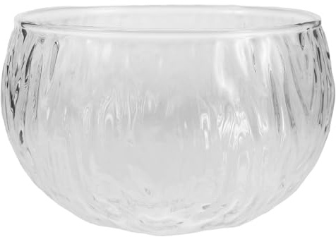 LIFKOME Hammered Textured Glass Matcha Bowl Clear Japanese Chawan for Tea Ceremony Stable Non-Slip Round Dishes for Whisking Mixing Serving Snacks and Porridge Microwave Bowl