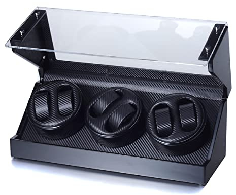 Raoul U. Braun Uhrenbeweger Futura | viele Modelle für 2-8 Uhren | Carbon-Optik Schwarz & Weiß | leiser Motor