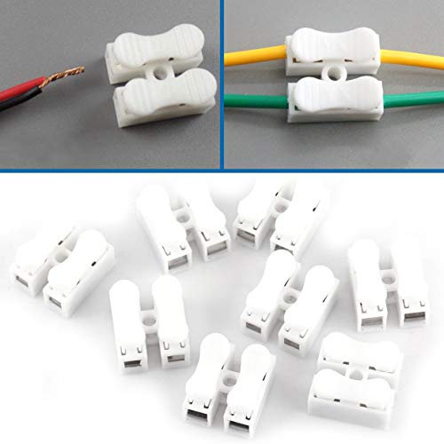 wire connector, Quick Cable for Connecting Connection Terminals 100pcs 2P CH-2 Quick Connector Cable Clamp Wiring Terminal Block SPRING Connector Wire Push Type Wire Clamps