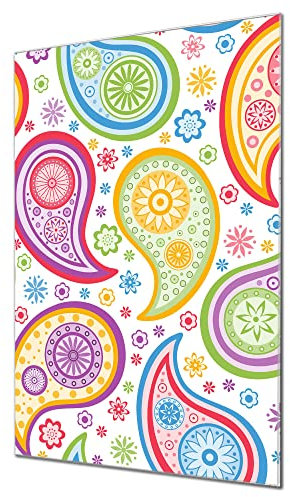 banjado Glas Magnettafel (60 x 90cm) - Magnetwand Glas - Magnetpinnwand als Memoboard - Pinnwand Magnettafel Küche, Büro, Kinderzimmer - Paisley bunt