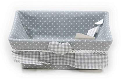 Blanco raya - Cestino portapane in plastica rivestito in stoffa fantasia micro pois - sd18651. - Poliestere