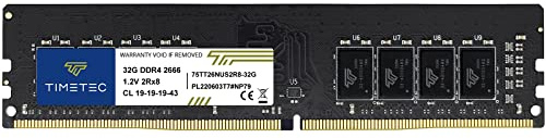 Timetec 32GB DDR4 2666MHz PC4-21300 Non-ECC Unbuffered 1.2V CL19 2Rx8 Dual Rank 288 Pin UDIMM Memoria RAM del Computer Desktop Aggiornamento del modulo
