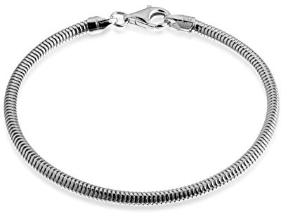 QUADRI - Armband Damen und Herren Silber 925 - Schlangenkette | Breite 3 mm - mit Verlängerung 19 cm - Made in Italy - Geschenkidee für Geburtstag, Jahrestag, Valentinstag
