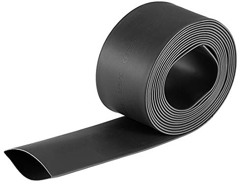 sourcing map Termoretráctil Tubo 22mm Diámetro 37mm Plano Ancho 2m Negro | 2:1 Relación Encogible Tubo Cable Manga