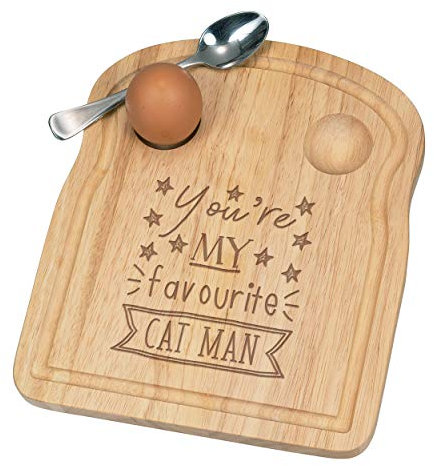 You'Re Mon Préféré Chat Homme Stars Petit Déjeuner Fofolle Coquetier Board en Bois