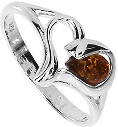Ring - Herz - Silber 925/000 - Bernstein