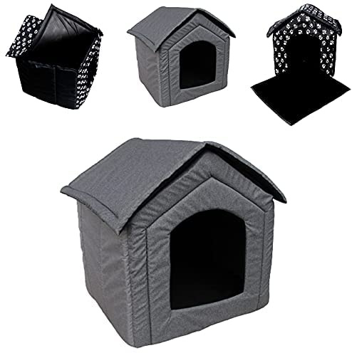 R.G. Hundehaus Hundehütte Hundebett Katzenhöhle Schlafplatz Hundebox Tierhaus Hundekorb (53x48x53 (LxBxH), Grau)