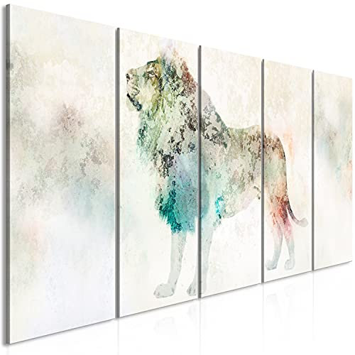 murando - Akustikbild Löwe 5 tlg - Bilder Akustikschaum Schallschutz Wand Deko Kunst Akustikpaneele Wandpaneele Schalldämmung Wandbild Schallabsorber Akustikplatten Betonoptik Tier g-C-0263-b-m